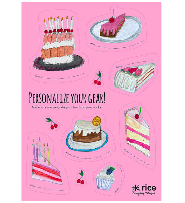 Rice Klistermærker Til Madkasse - 10 Stk - Pinksweet Cake