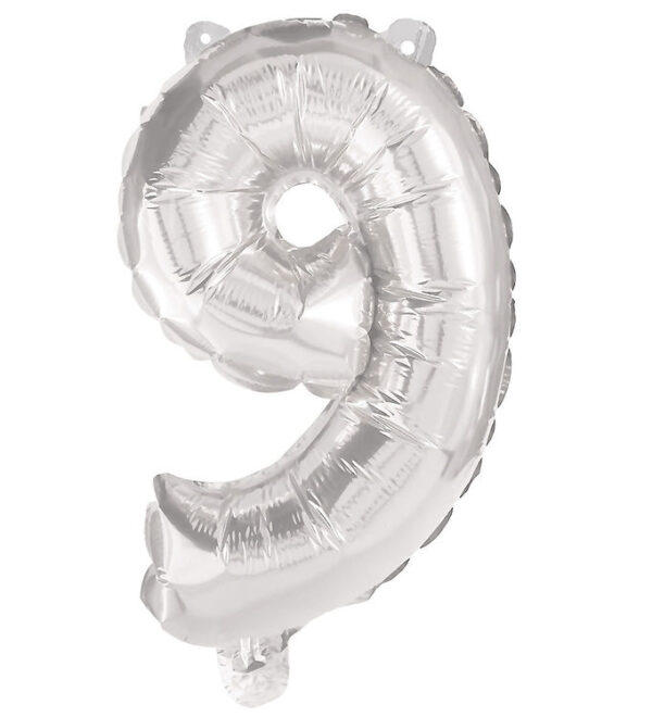 Decorata Party Foileballon - 95 Cm - No 9 - Sølv