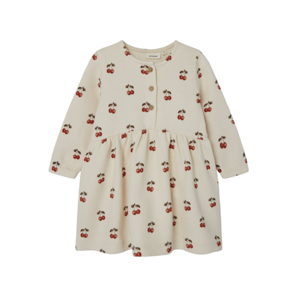 Lil Atelier Ronja Sweat Dress Med Kirsebær -  Whitecap Gray - 92 Cm