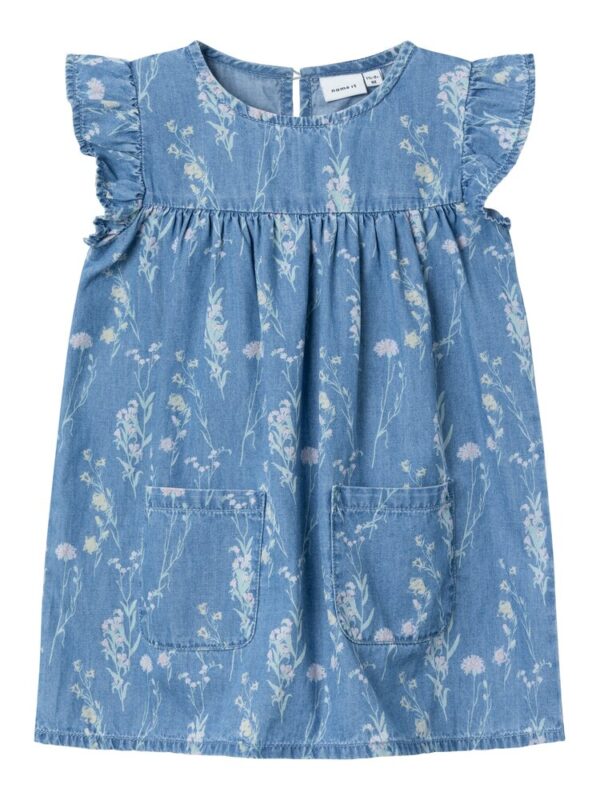 Gry Kortærmet Kjole - Medium Blue Denim - 110